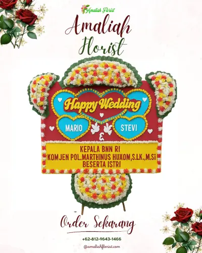 Karangan Papan Bunga Pernikahan alam jaya